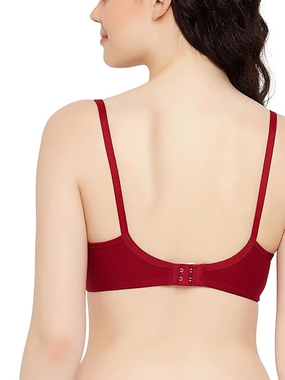 Clovia Women’s Maroon Cotton-Spandex Bridal Bra – Non-Padded, Wire-Free Full-Cup Elegance